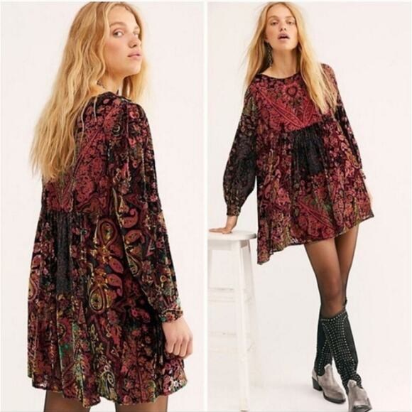 Free People Mirror Mirror Brocade Velour Small Dress - Picture 7 of 7
